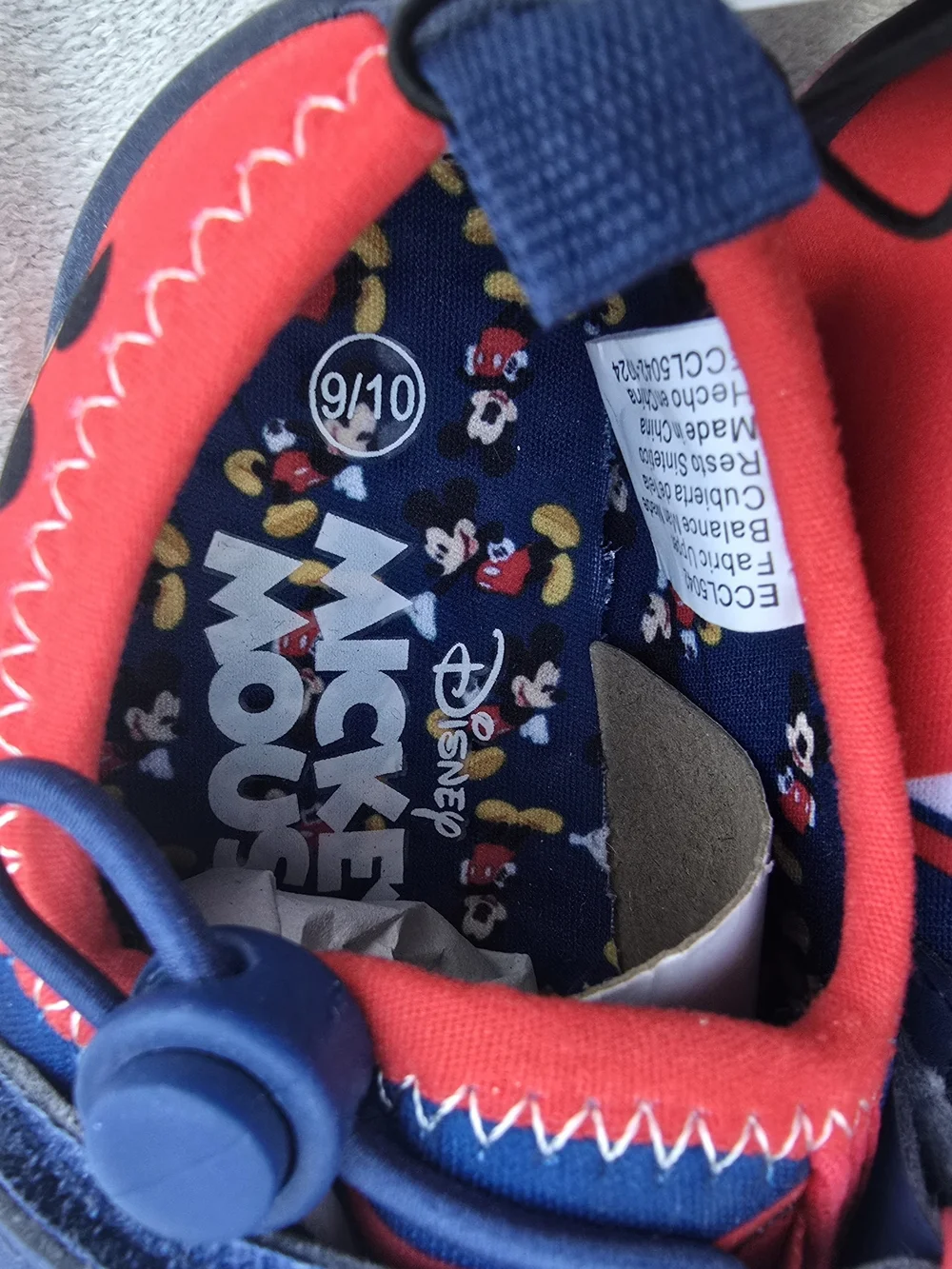 Disney Mickey Mouse Junior Kids SZ 9 10 Water Shoes Red White & Blue Striped NWT